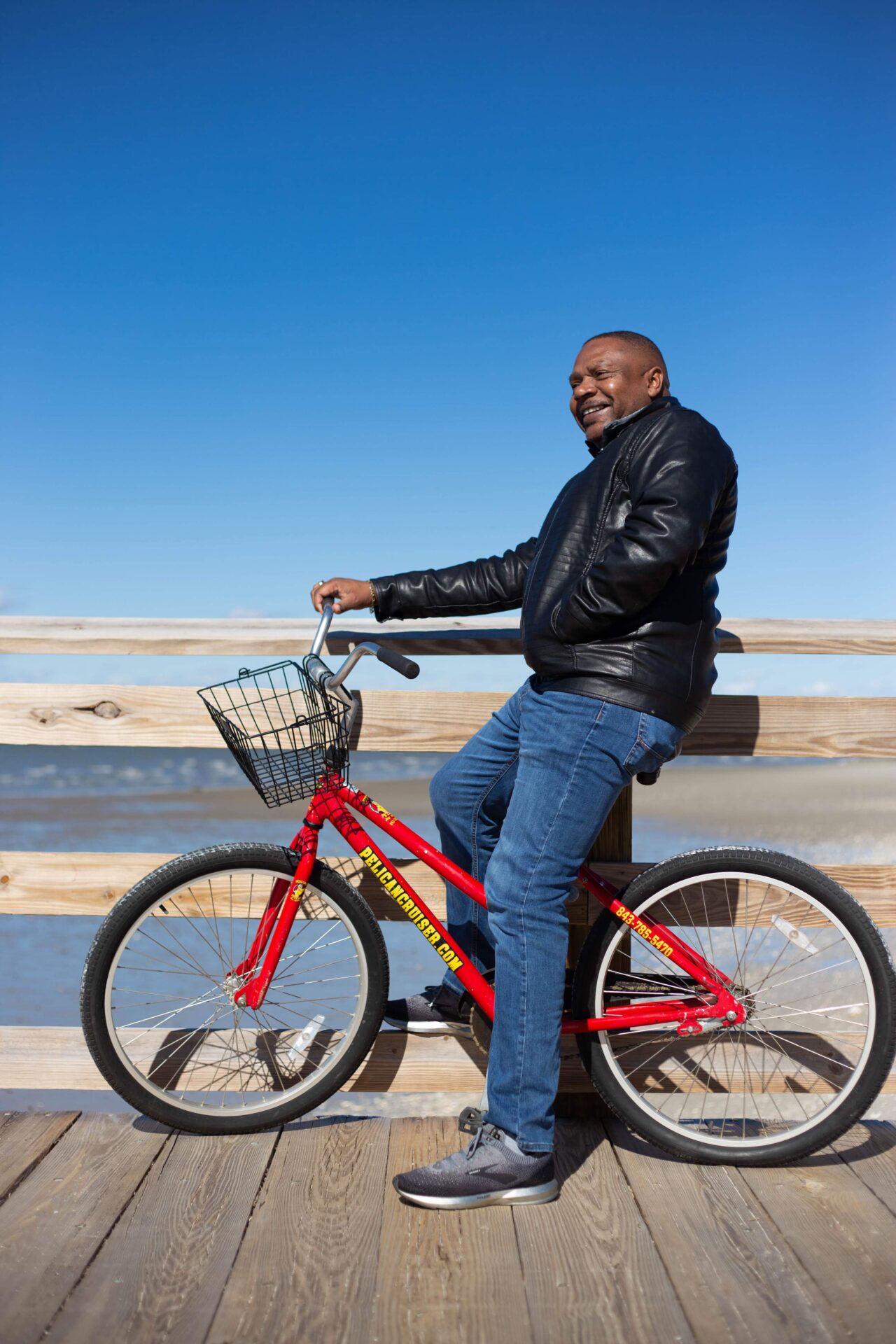 Happy Peddling Pelican customer in Harbour Town, Hilton Head